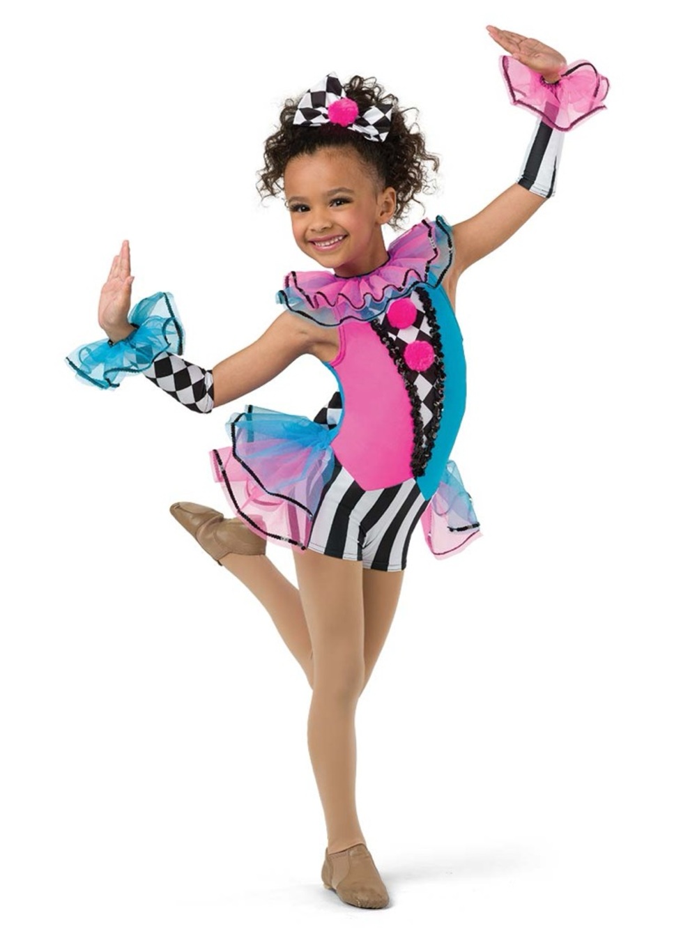 A Wish Come True 23002Y Circus March Kids Pink & Teal Clown Dance Costume